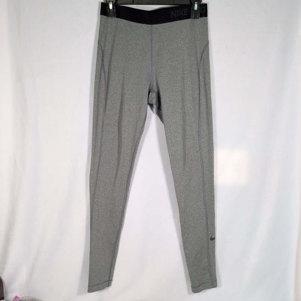 Nike Pro Leggings Womens Large Gray Dri-FIT Compression Activewear Workout Gym